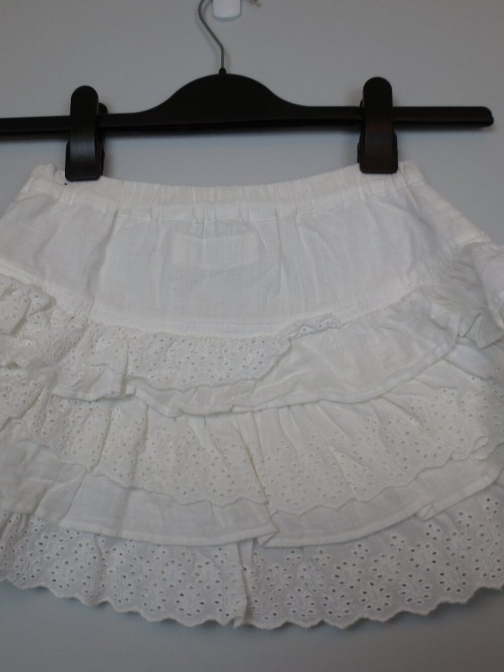 VTG Abercrombie White Eyelet Tiered Ruffle Mini Skirt Y2K Coquette Medium